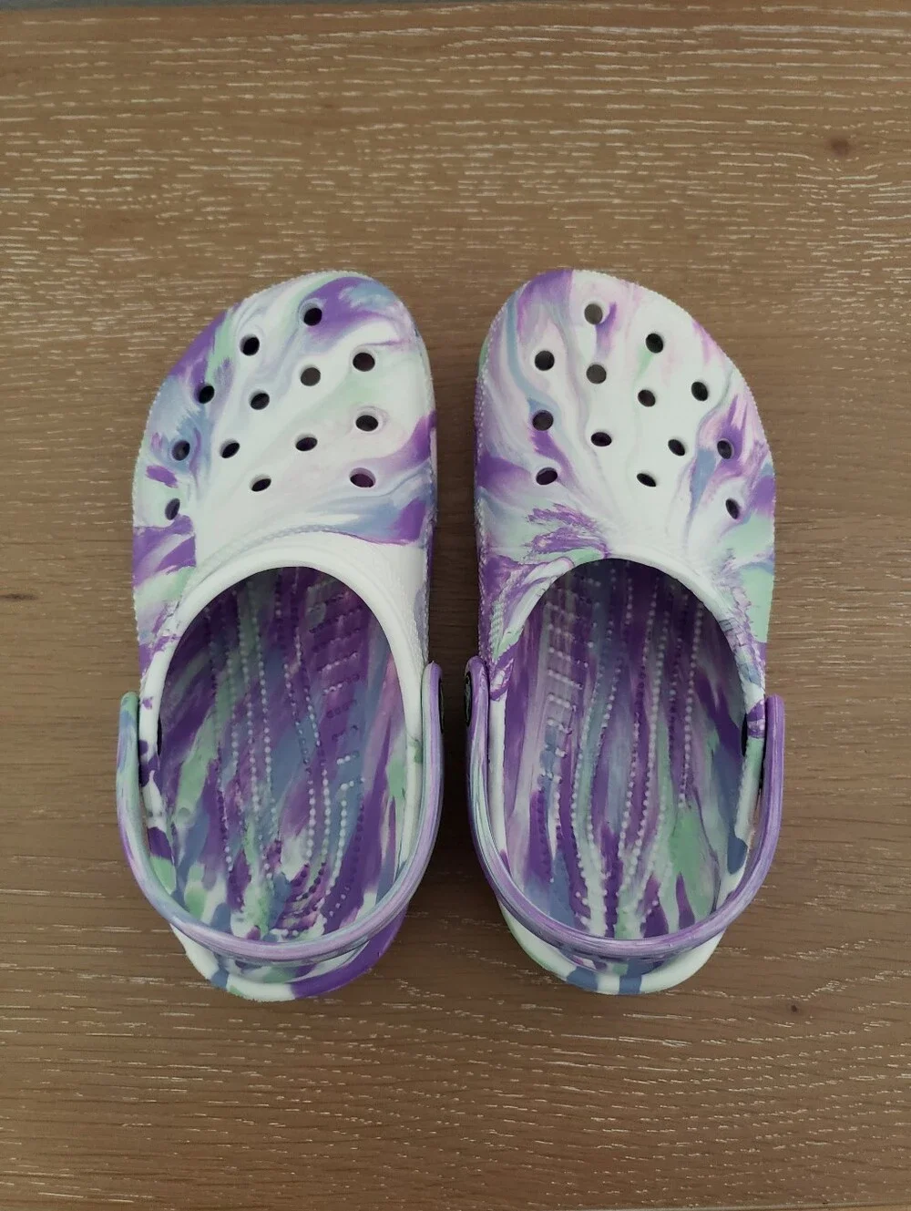 CROCS Kids Water Clog in Purple and White Tie-Dye